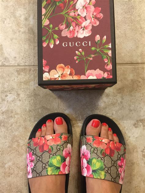 gucci gq slides|Gucci floral slides outfit.